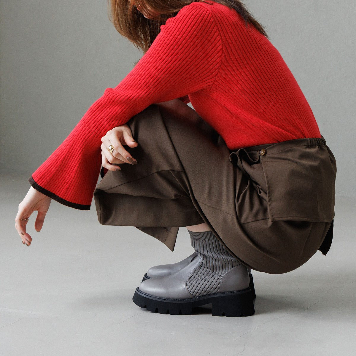 【25AW】トラックソールリブニットブーツ/651419