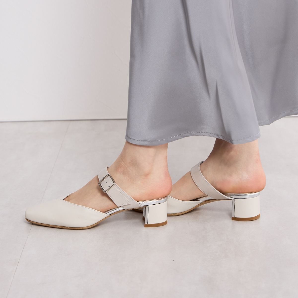 【SALE】スクエアトゥベルトミュール/651510