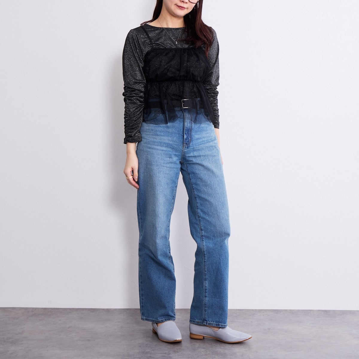 【26SS新色追加】メタルラインソフトレザーフラットパンプス/653101