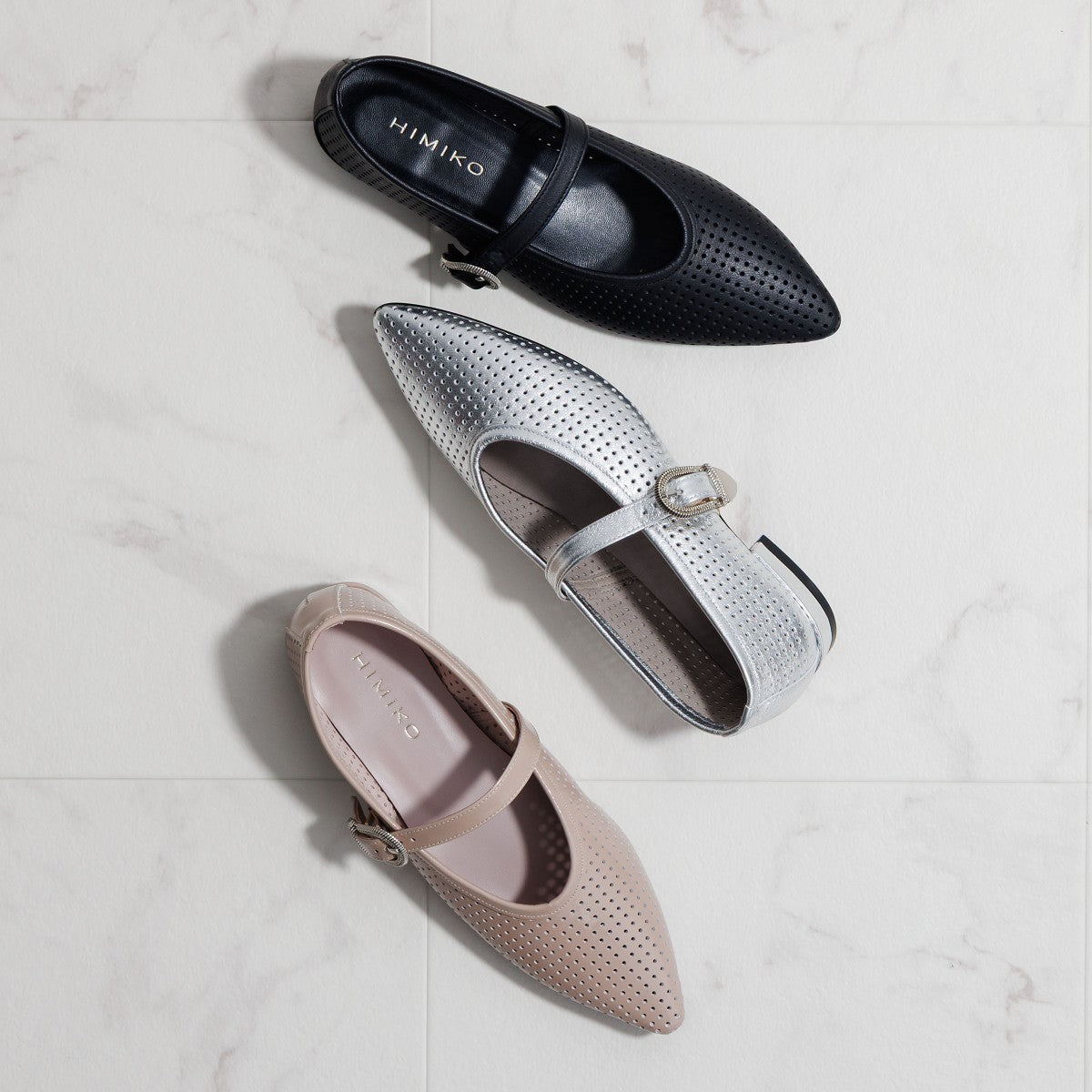 26SS】パンチングレザーメリージェーンパンプス/661103