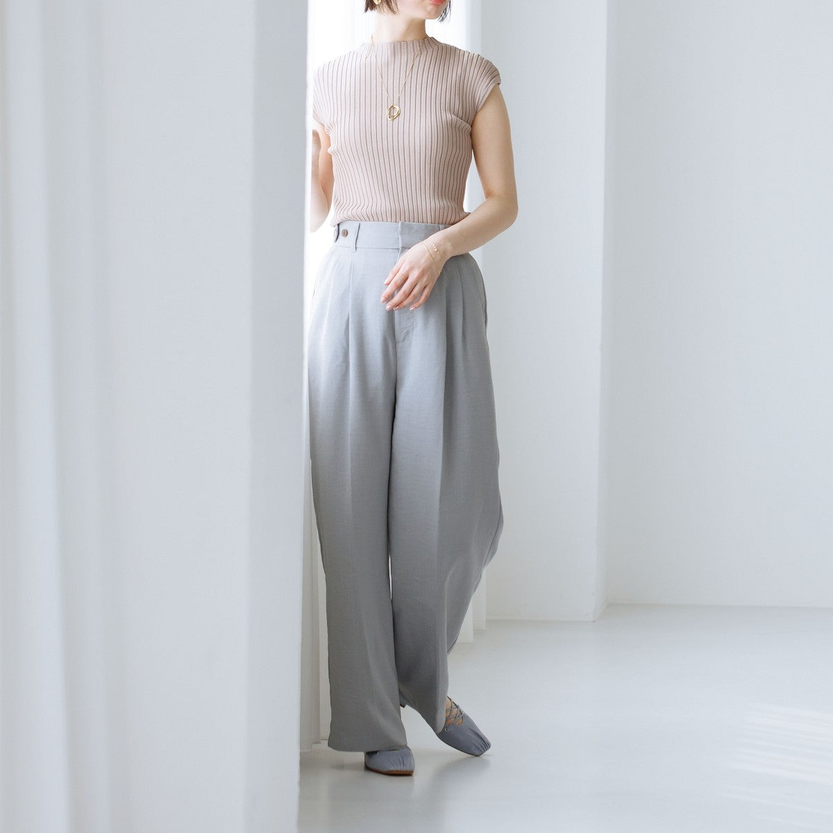 【26SS】クロスゴムフラットパンプス/661106