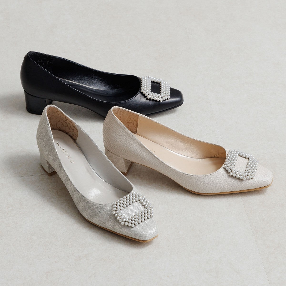 【26SS】4cmヒールパールビジューパンプス/661113