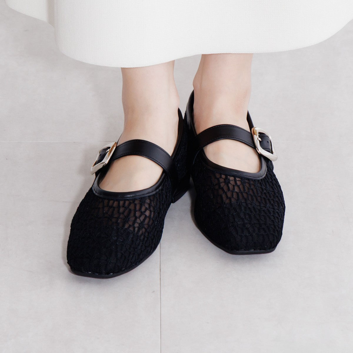 《26SS》チュールフラットメリージェーンパンプス/661115