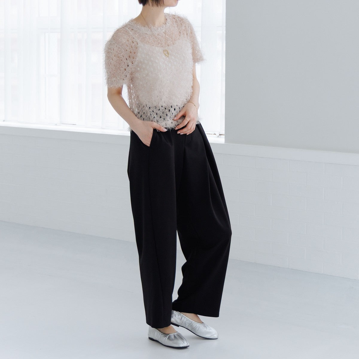 【26SS】ドレープデザインフラットパンプス/661116