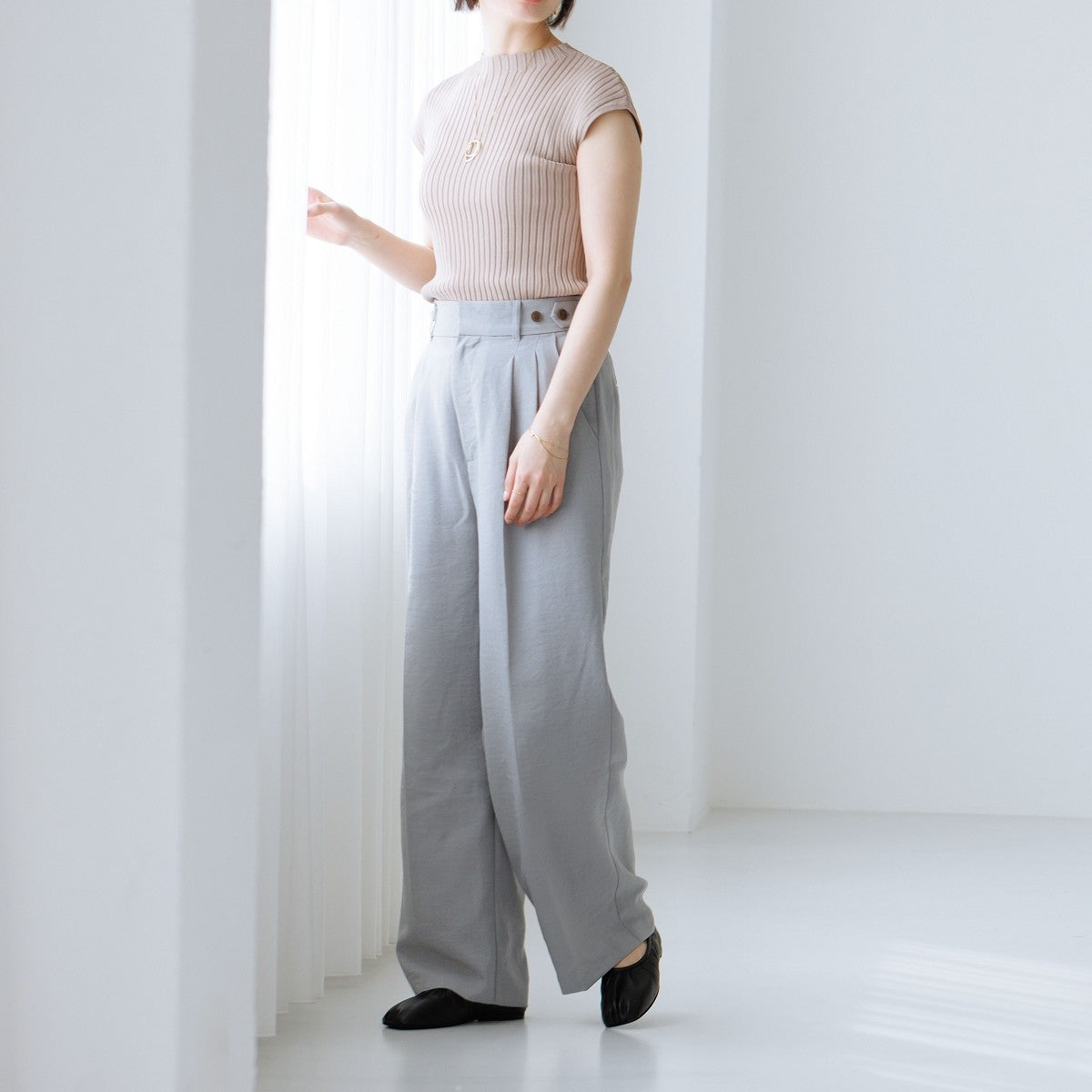 【26SS】ドレープデザインフラットパンプス/661116