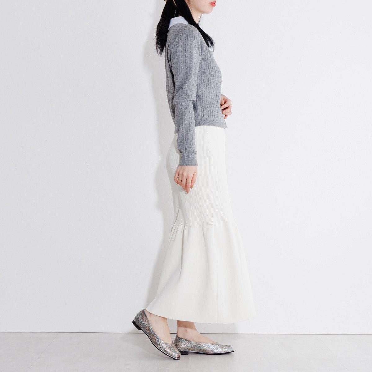 【26SS】ピープトゥフラットパンプス/661117