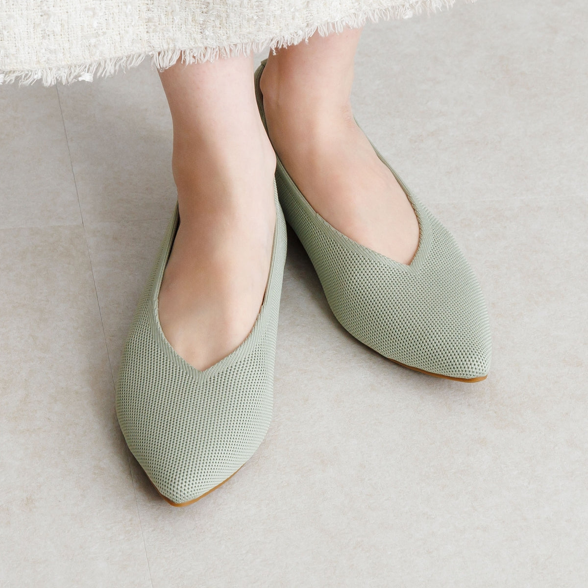 【26SS】洗えるVカットニットパンプス/661122