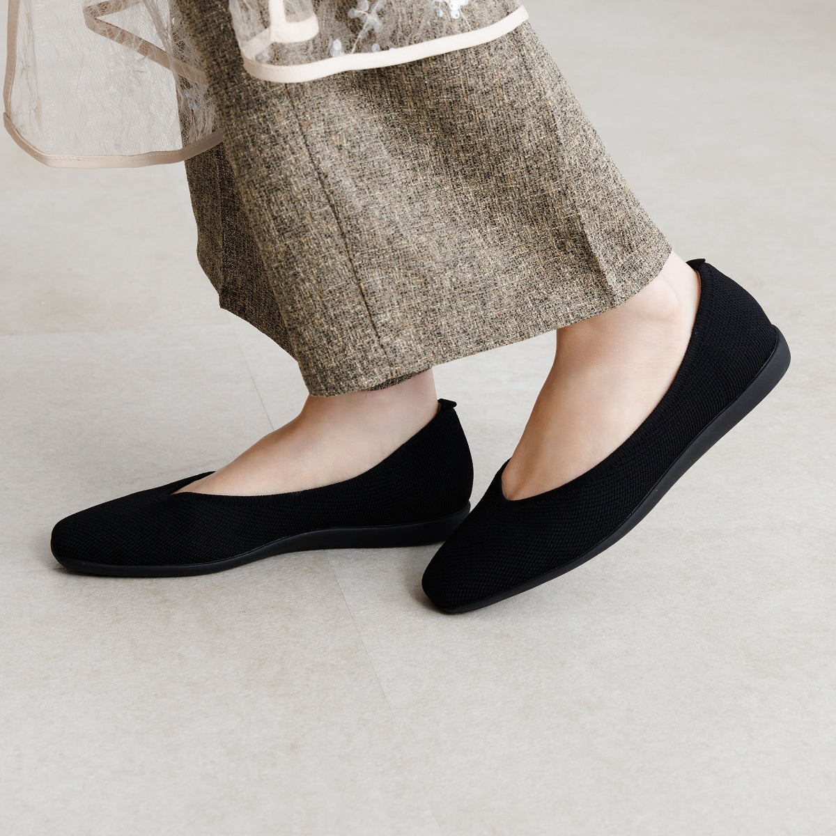 【26SS】洗えるスクエアトゥニットパンプス/661124