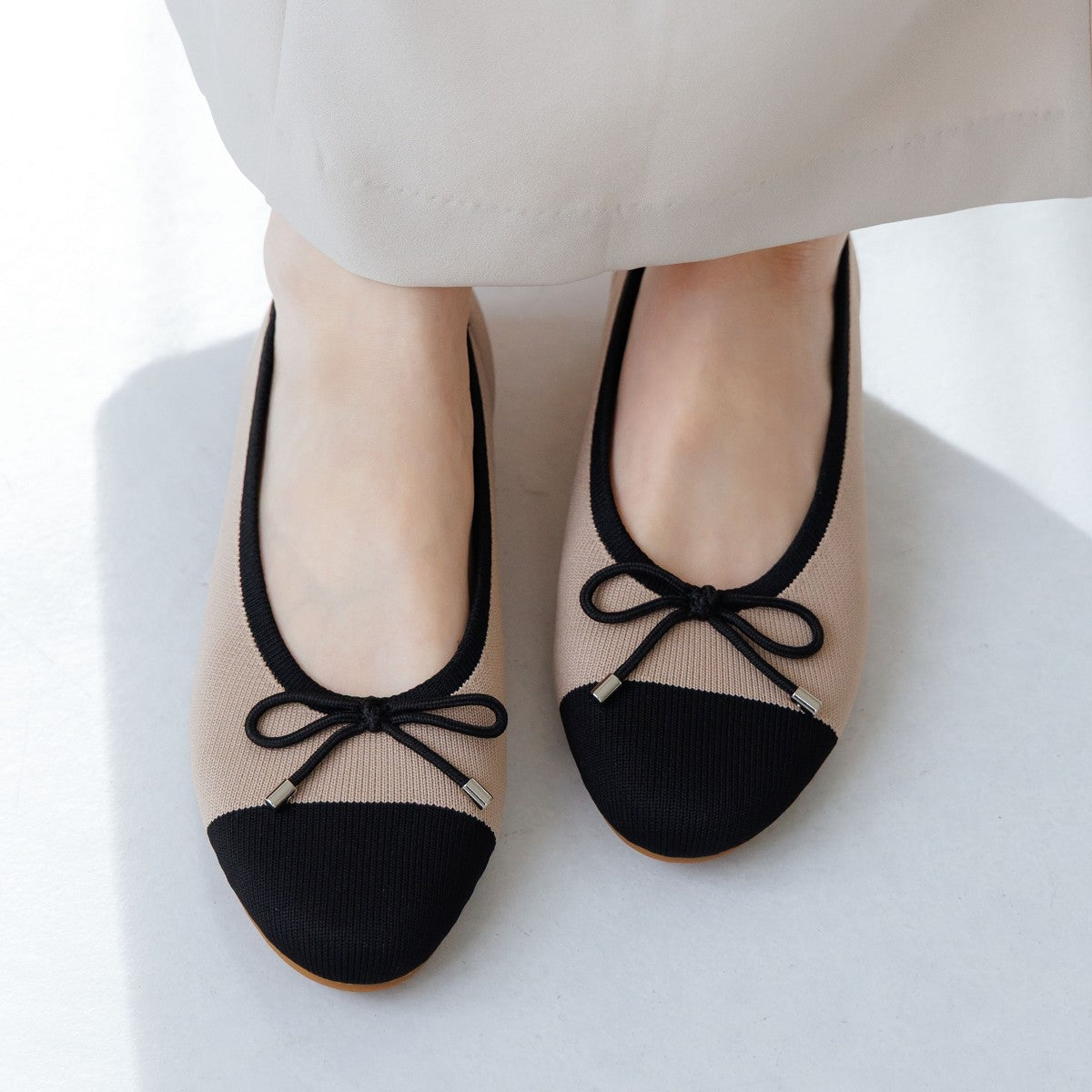 【26SS】洗えるリボンバレエニットパンプス/661125