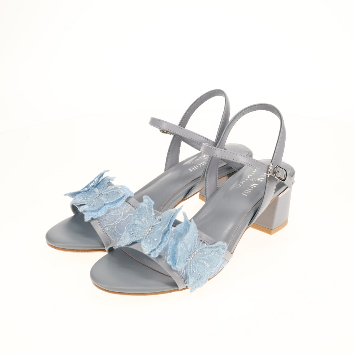 HANAE MORI×HIMIKO ハナエモリ バタフライモチーフストラップサンダル パンプス コラボ ブルー