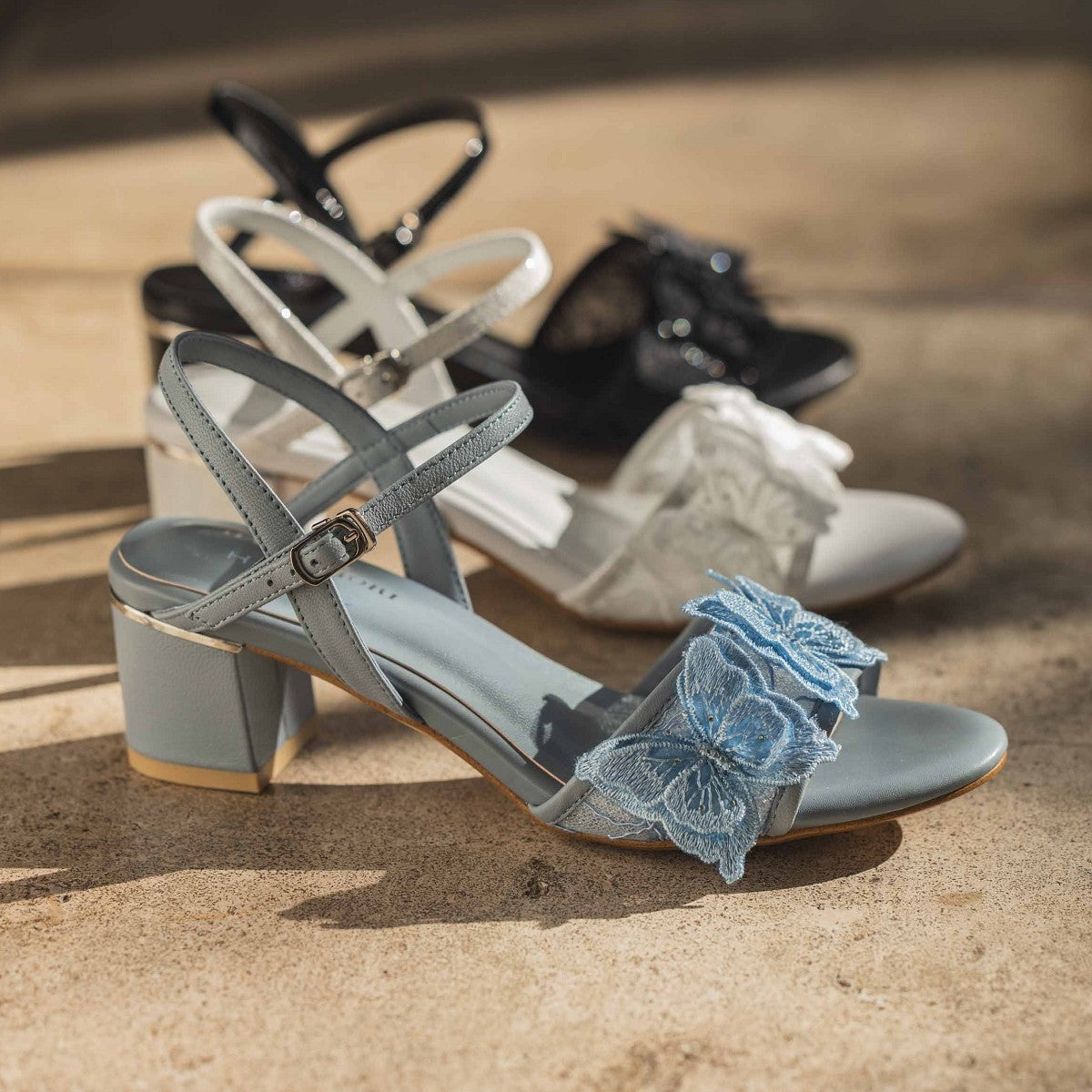 HANAE MORI×HIMIKO ハナエモリ バタフライモチーフストラップサンダル パンプス コラボ ブラック