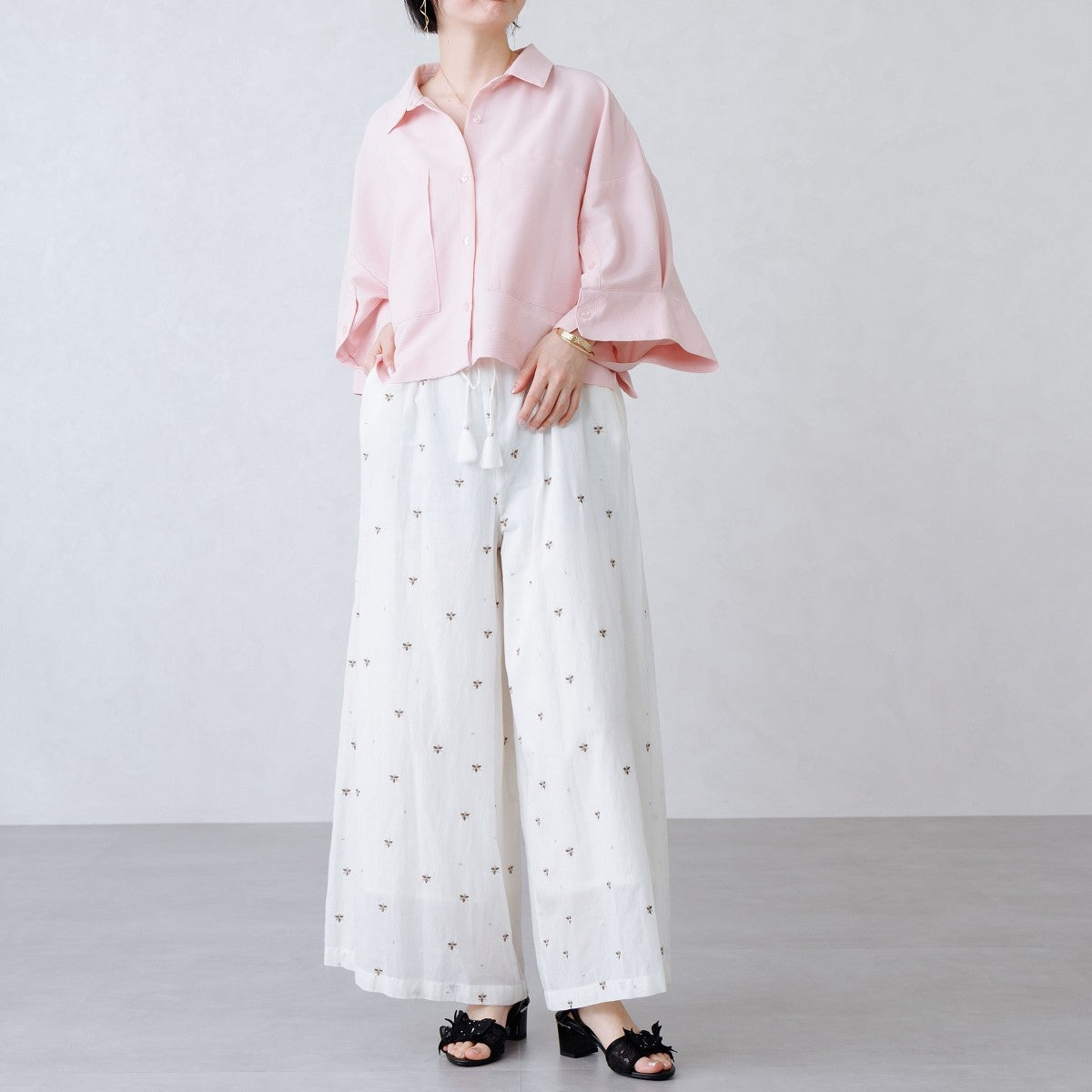 HANAE MORI×HIMIKO ハナエモリ バタフライモチーフストラップサンダル パンプス コラボ ブラック