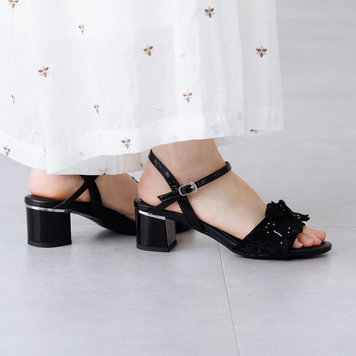 HANAE MORI×HIMIKO ハナエモリ バタフライモチーフストラップサンダル パンプス コラボ ブラック