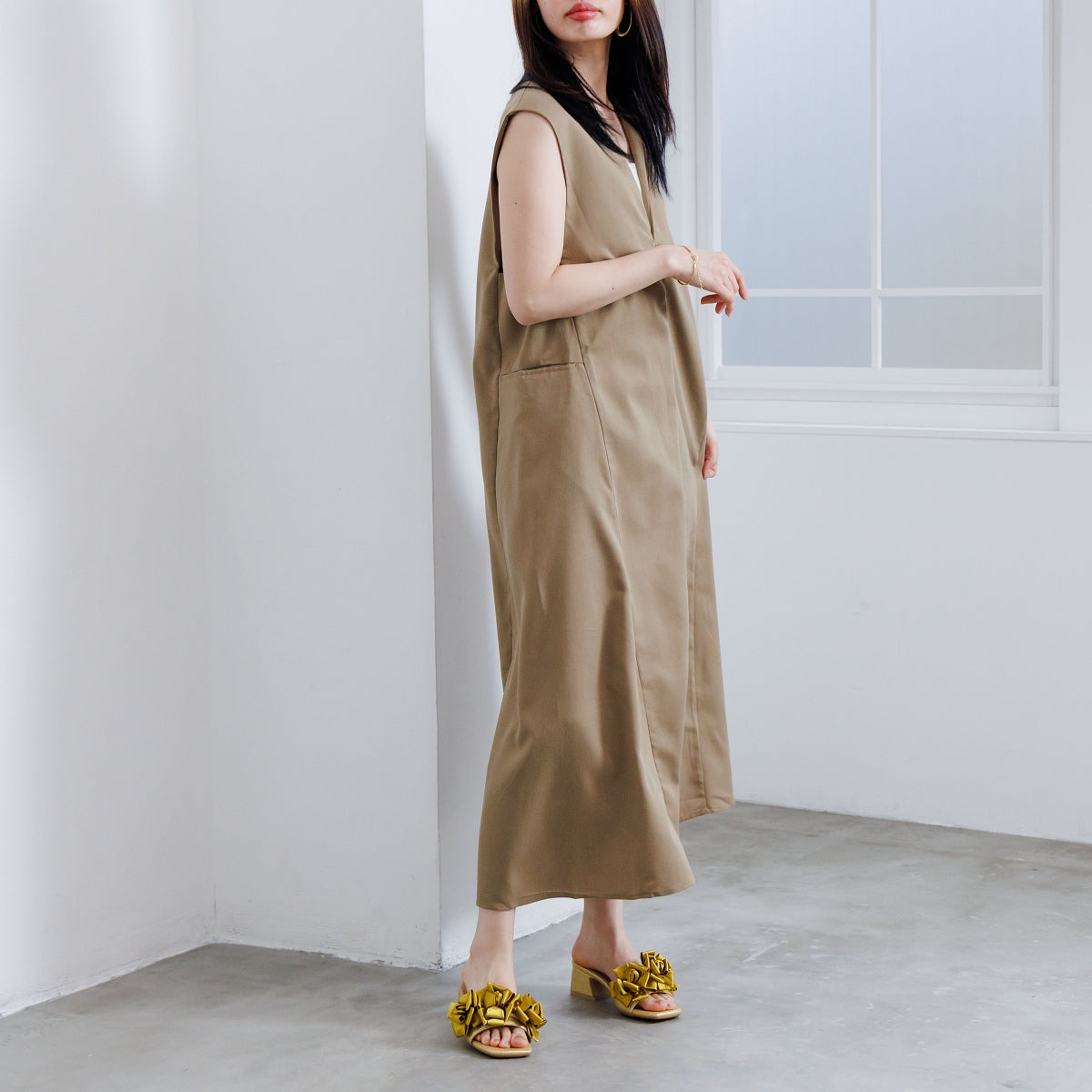 HANAE MORI×HIMIKO ハナエモリ フラワーフリルミュール サンダル コラボ イエロー