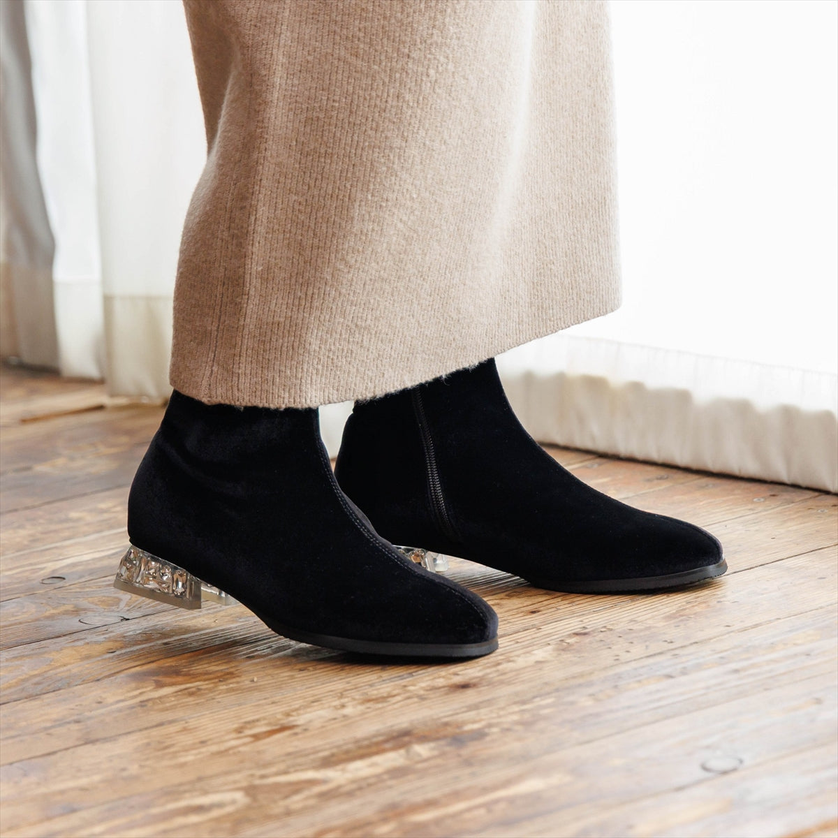 【26AW】HANAEMORI×HIMIKO ビジューヒールストレッチブーツ/661425