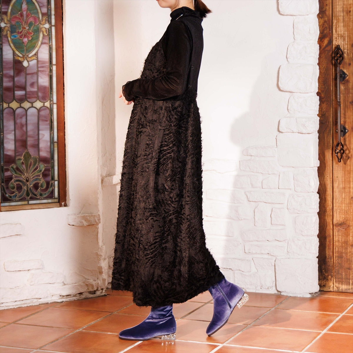《予約/10月中旬入荷予定》【26AW】HANAEMORI×HIMIKO ビジューヒールストレッチブーツ/661425