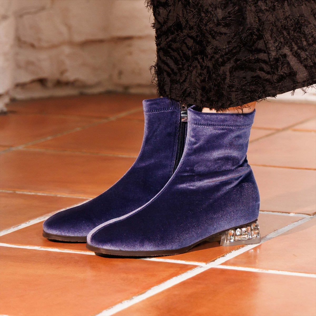 《予約/10月中旬入荷予定》【26AW】HANAEMORI×HIMIKO ビジューヒールストレッチブーツ/661425