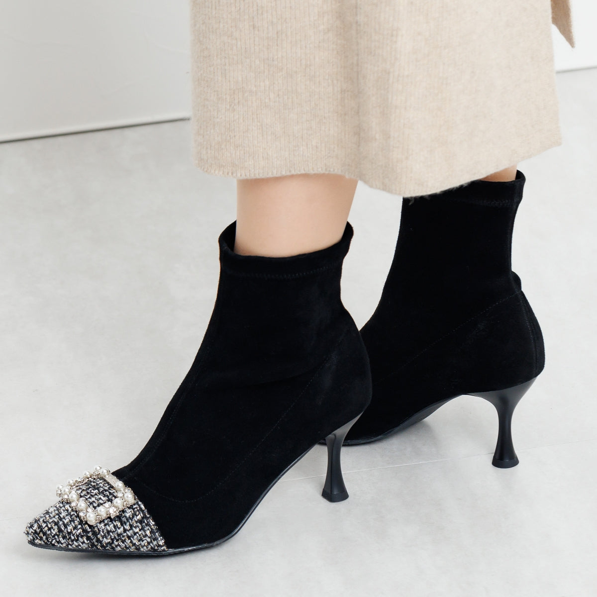 【SALE】オリジナルビジューポインテッドトゥヒールブーツ/631423