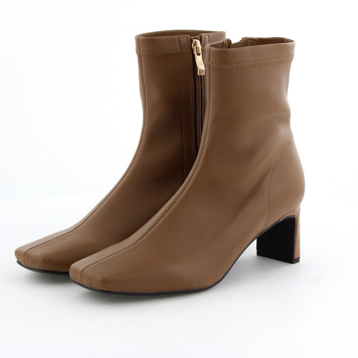 25AW】スクエアトゥストレッチプレートヒールブーツ/554405