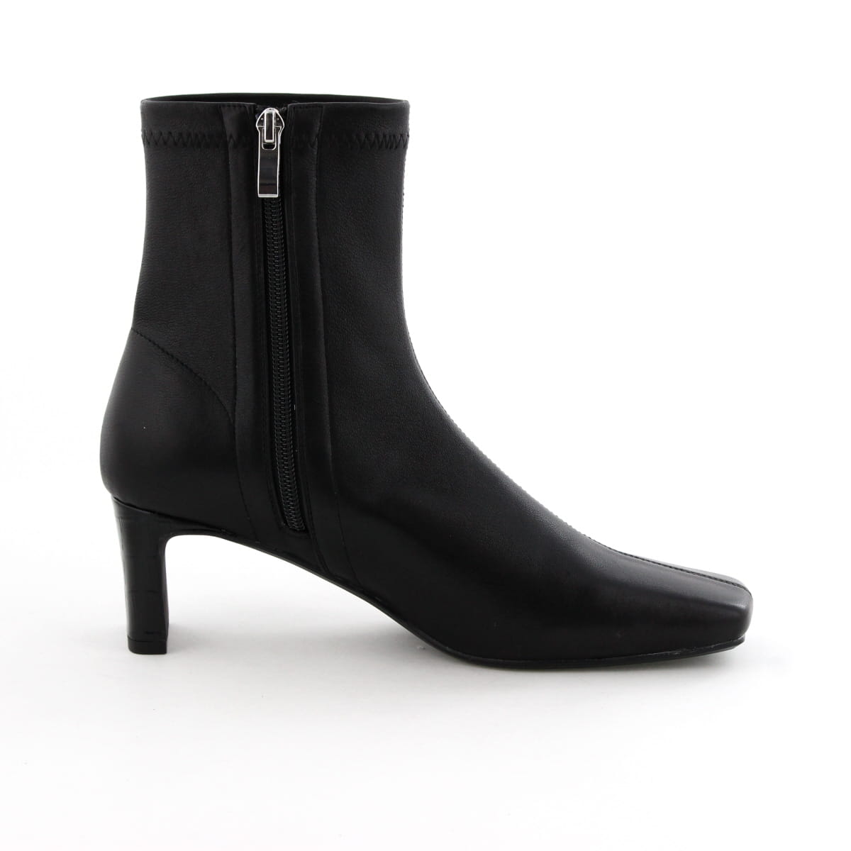 再値下げ】スクエアトゥストレッチプレートヒールブーツ/554405