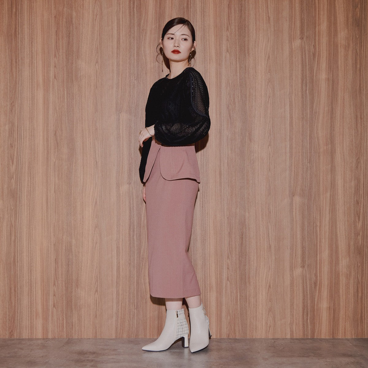 【SALE】ビジューバックルヒールブーツ/544406