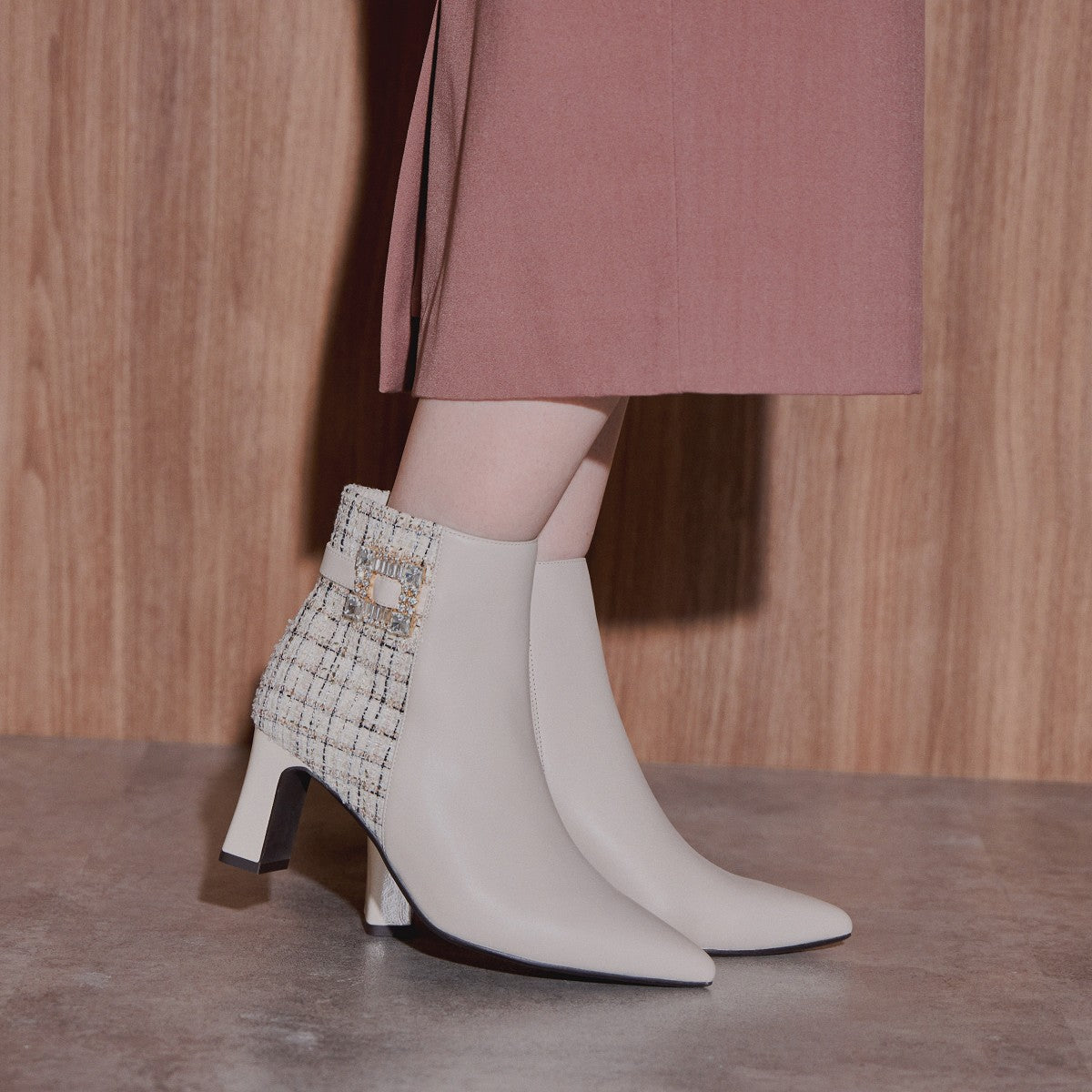 【SALE】ビジューバックルヒールブーツ/544406