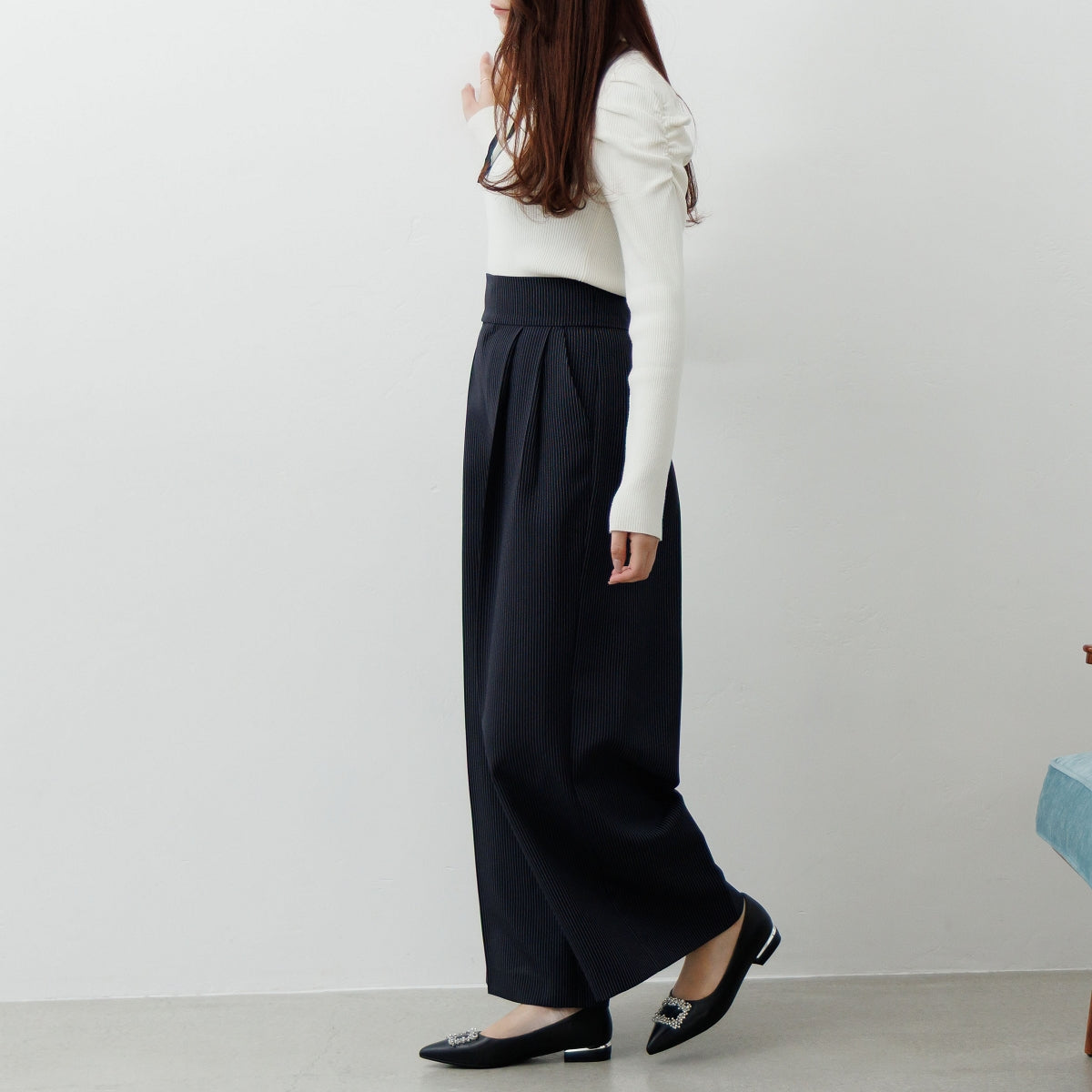美品！diagramのスクエアビジュートップス COLORFUL BORDER L/S TOP