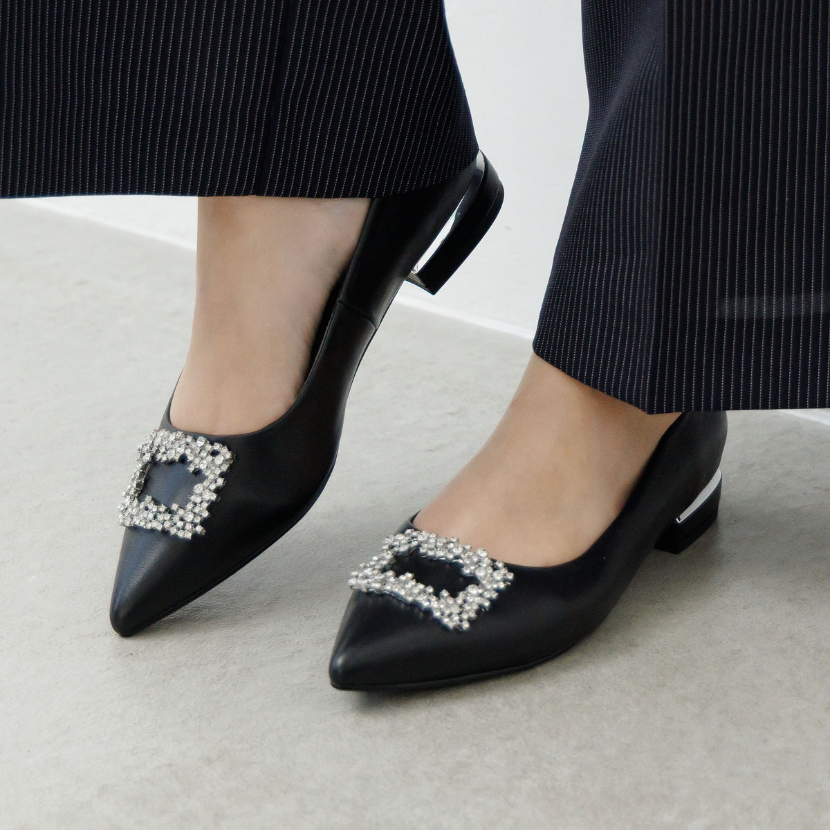【SALE】スクエアビジューモチーフパンプス/554102