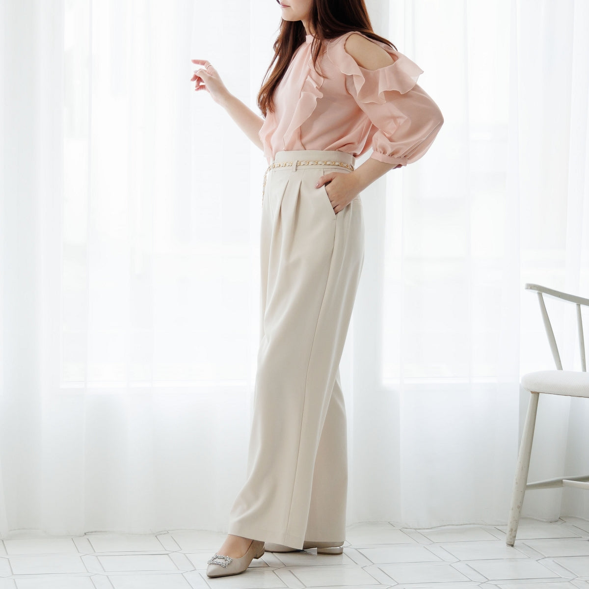 美品！diagramのスクエアビジュートップス COLORFUL BORDER L/S TOP