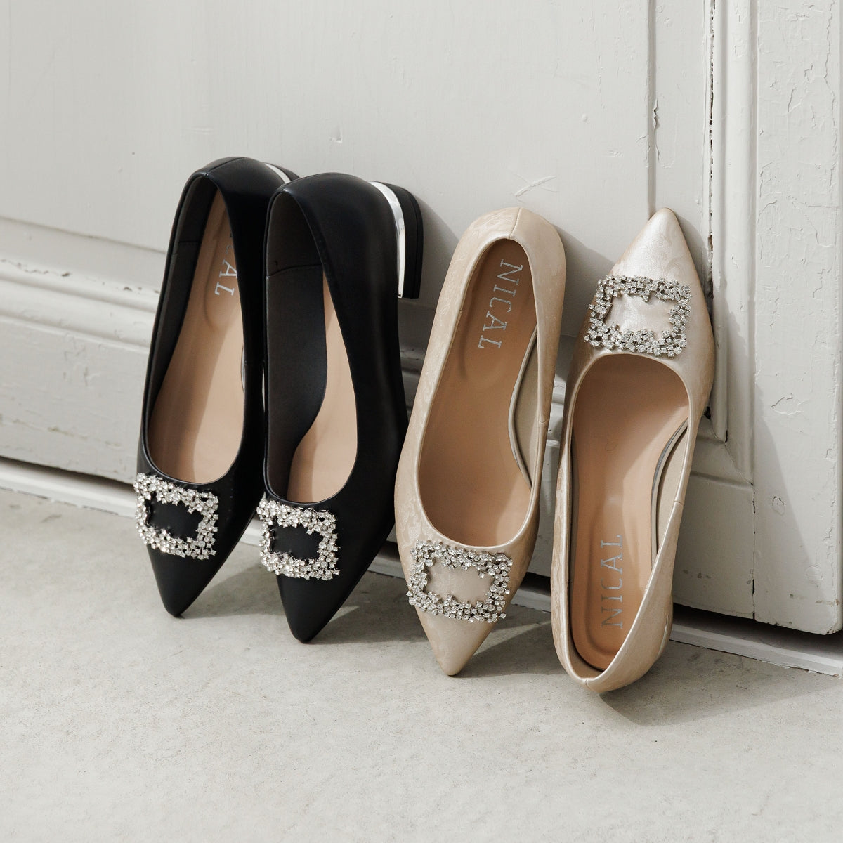 スクエアビジューモチーフパンプス/554102