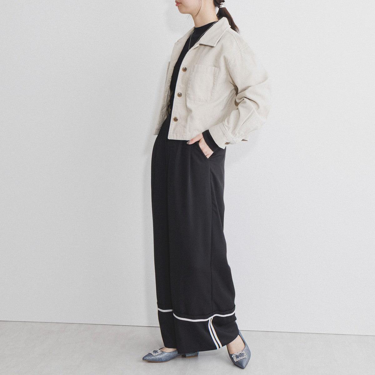 美品！diagramのスクエアビジュートップス COLORFUL BORDER L/S TOP