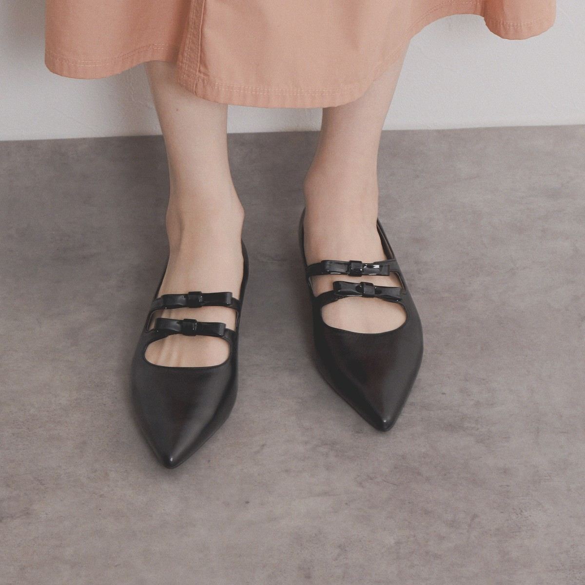 【SALE】ダブルリボンポインテッドトゥパンプス/554107