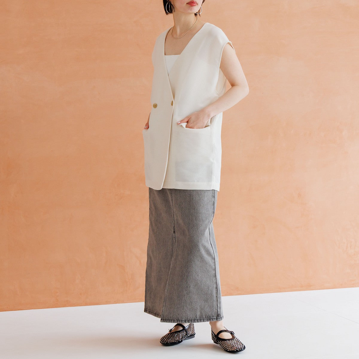 SALE】【26SS】ラインストーンメッシュパンプス/564104