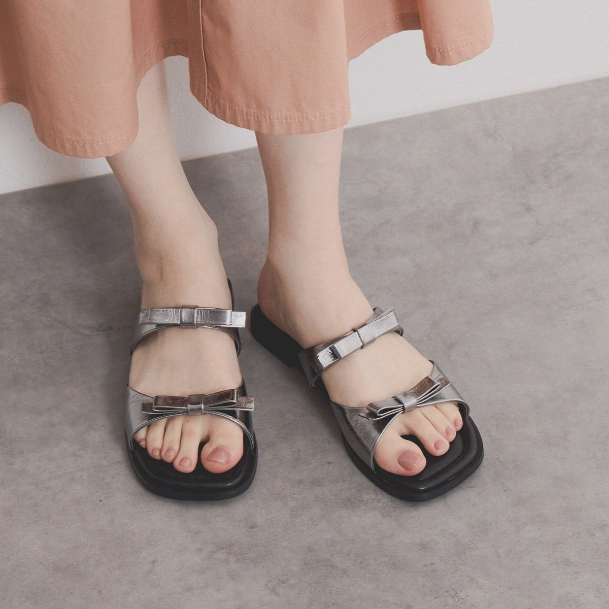 【SALE】ダブルリボンミュールサンダル/554203