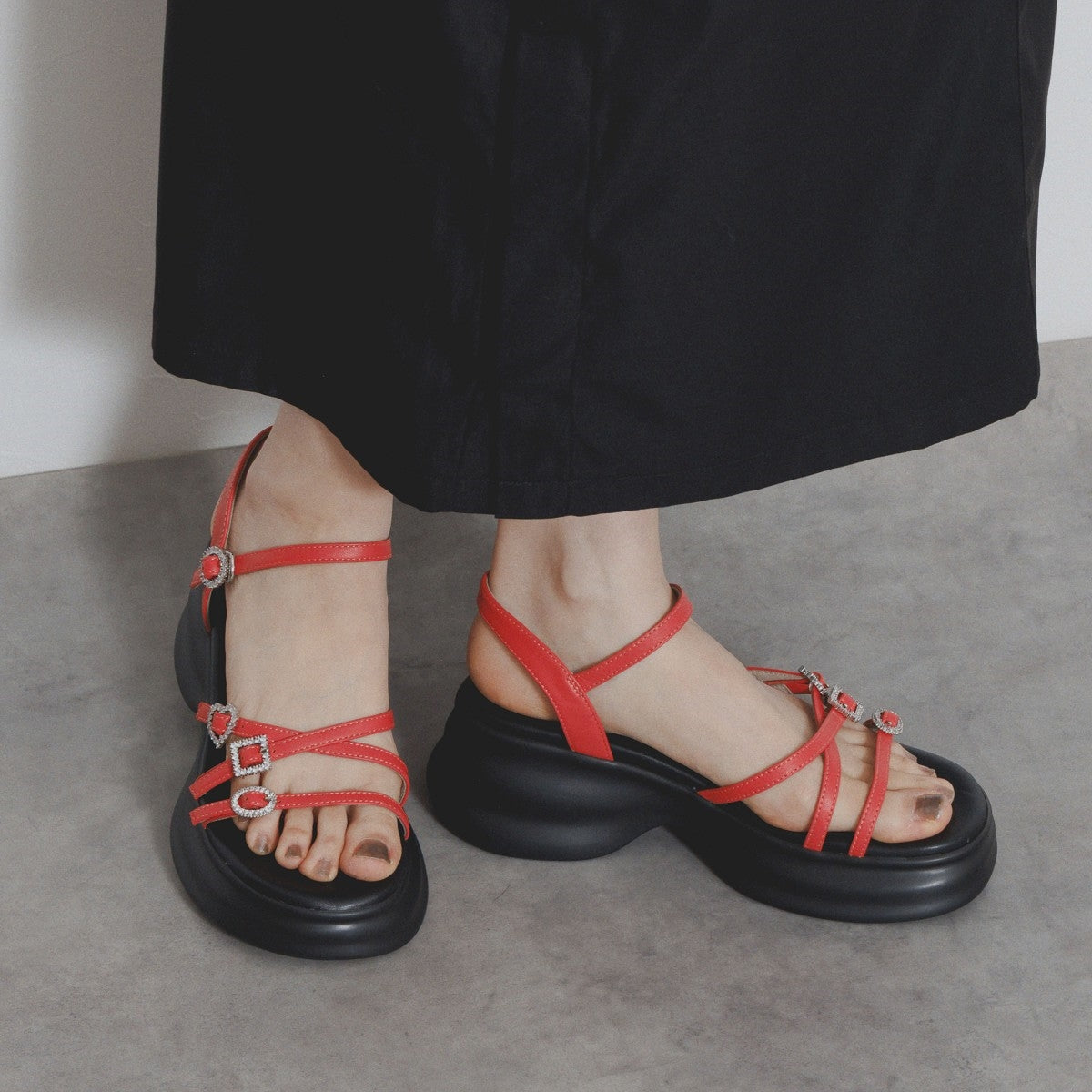 【SALE】ビジュークロスストラップサンダル/554212