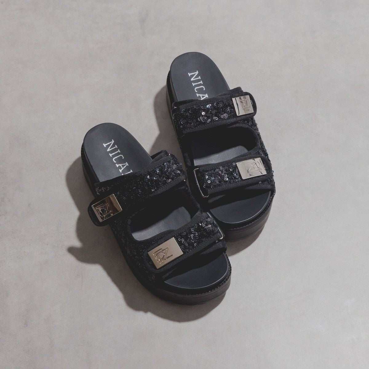 【SALE】スパンコール厚底ミュールサンダル/554214