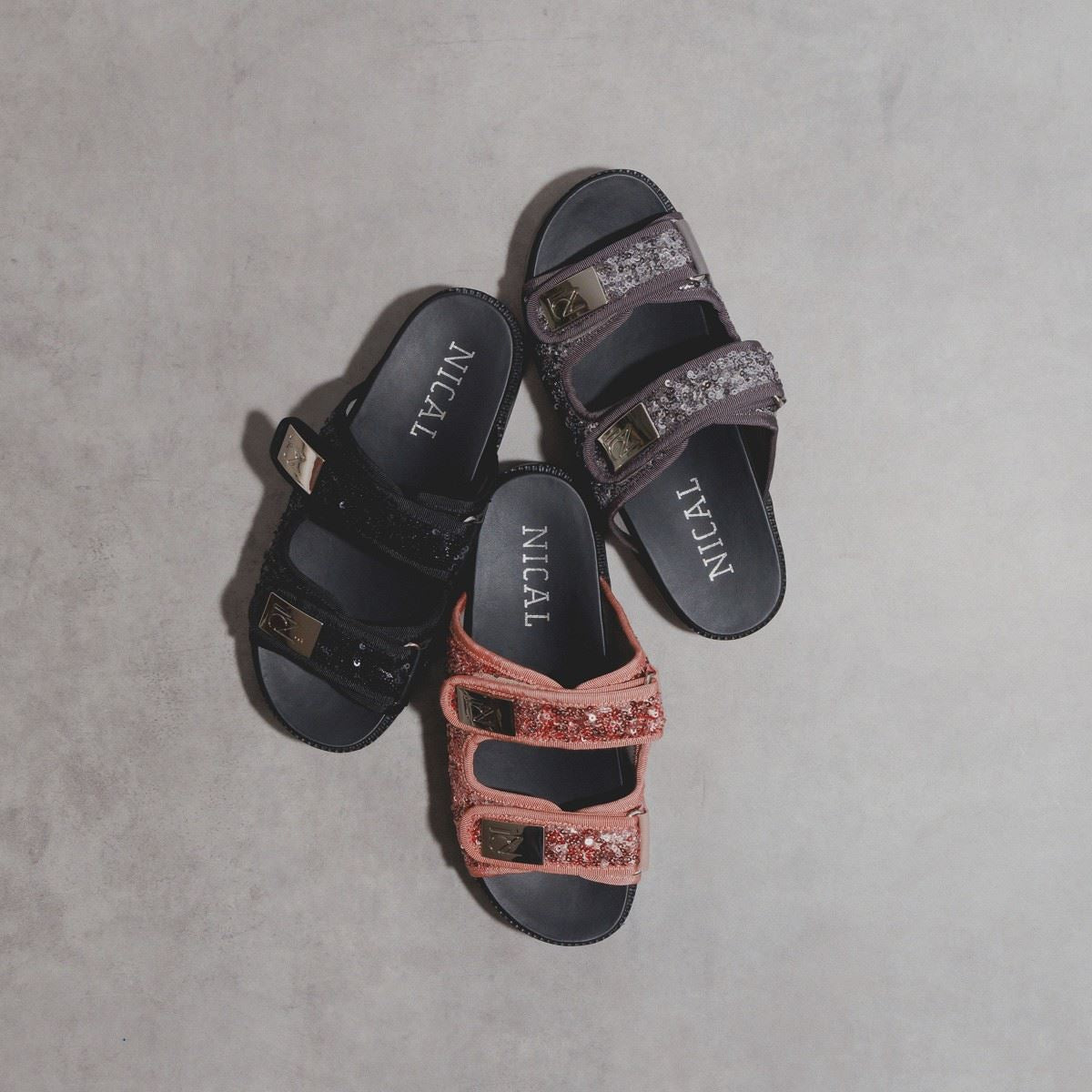 【SALE】スパンコール厚底ミュールサンダル/554214