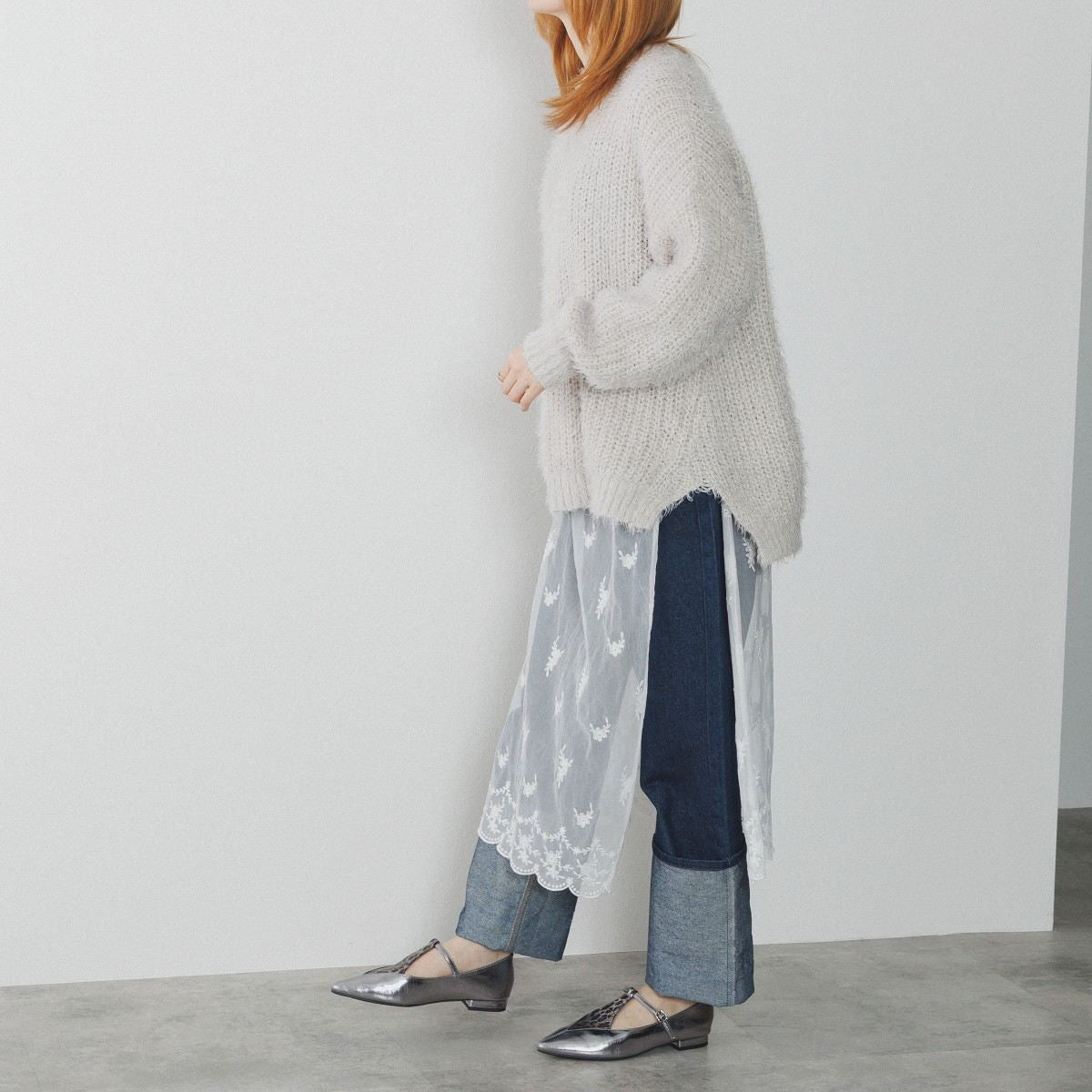 【25AW】ダイヤTストラップフラットパンプス/554305