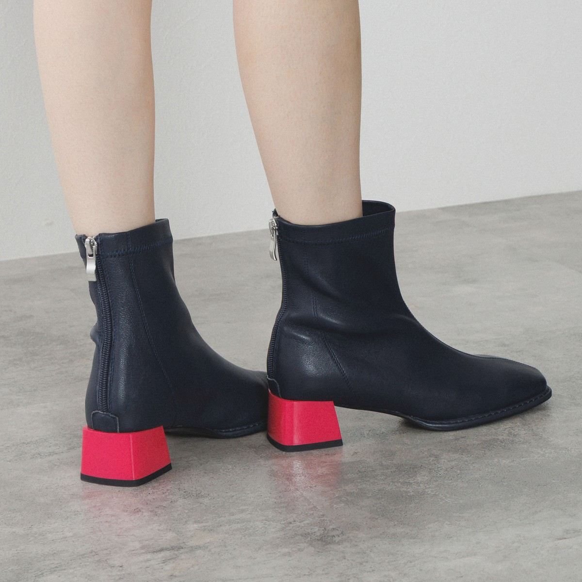 【25AW】バイカラーヒールストレッチブーツ/ 554417