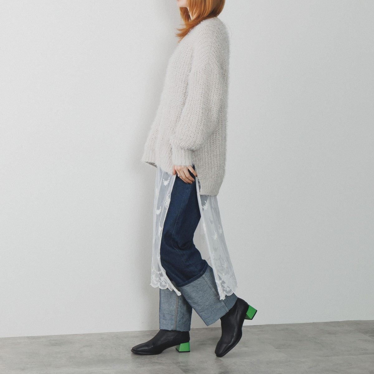 【25AW】バイカラーヒールストレッチブーツ/ 554417