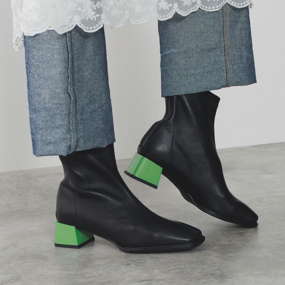 【25AW】バイカラーヒールストレッチブーツ/ 554417