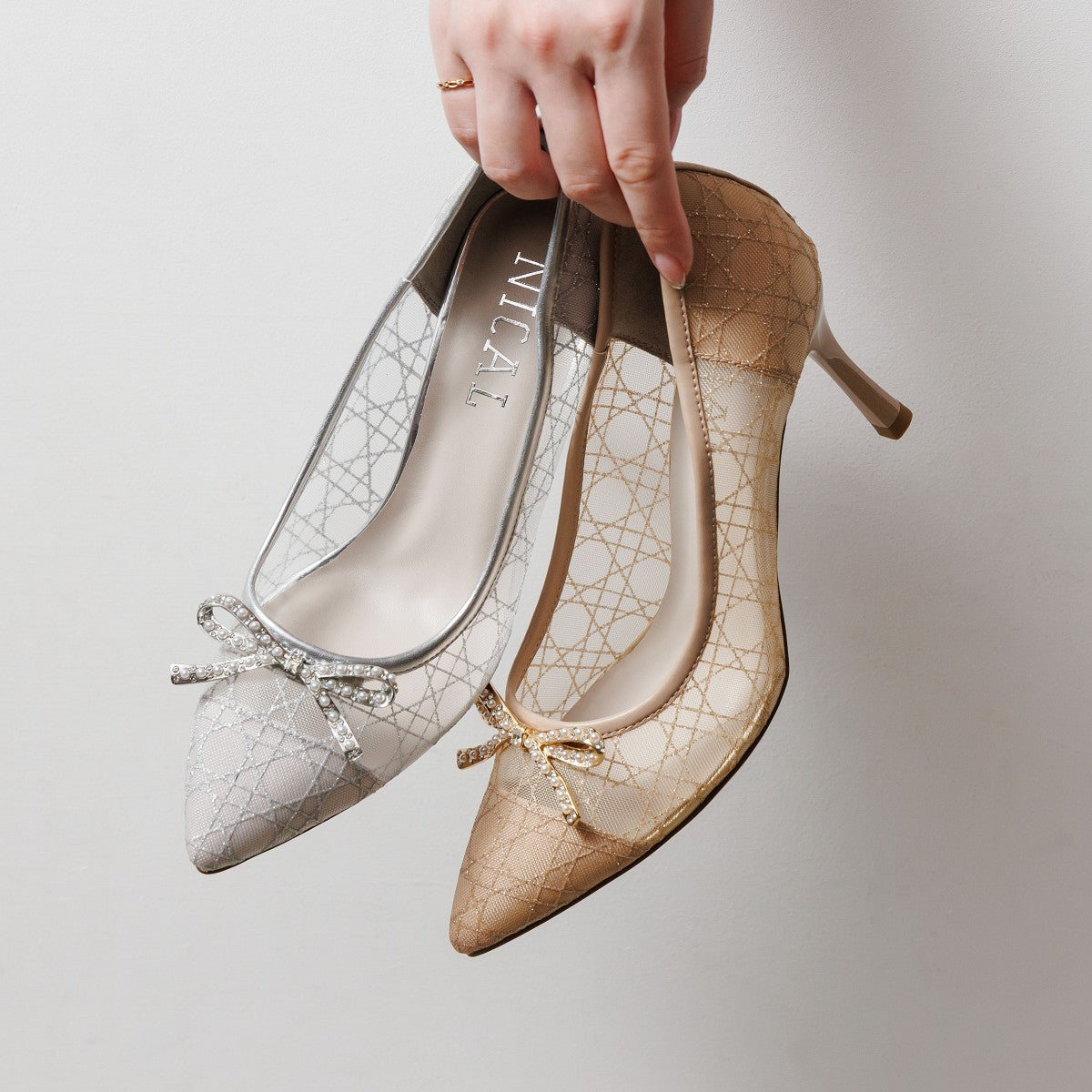 26SS】ビジューリボングリッターチュールパンプス/564102