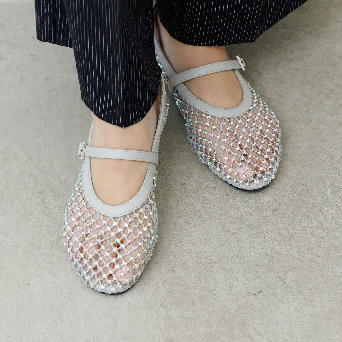 【26SS】ラインストーンメッシュパンプス/564104