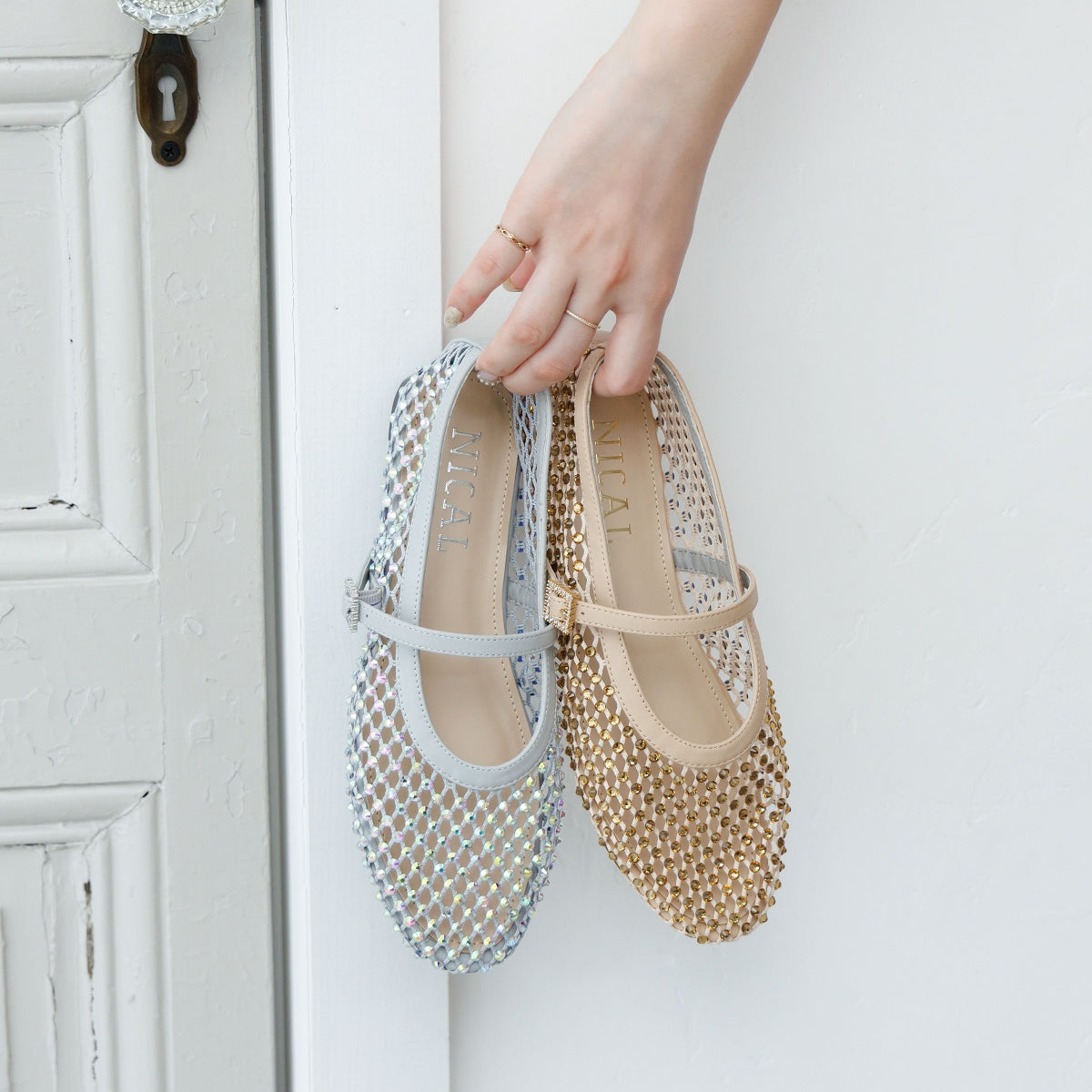 【26SS】ラインストーンメッシュパンプス/564104