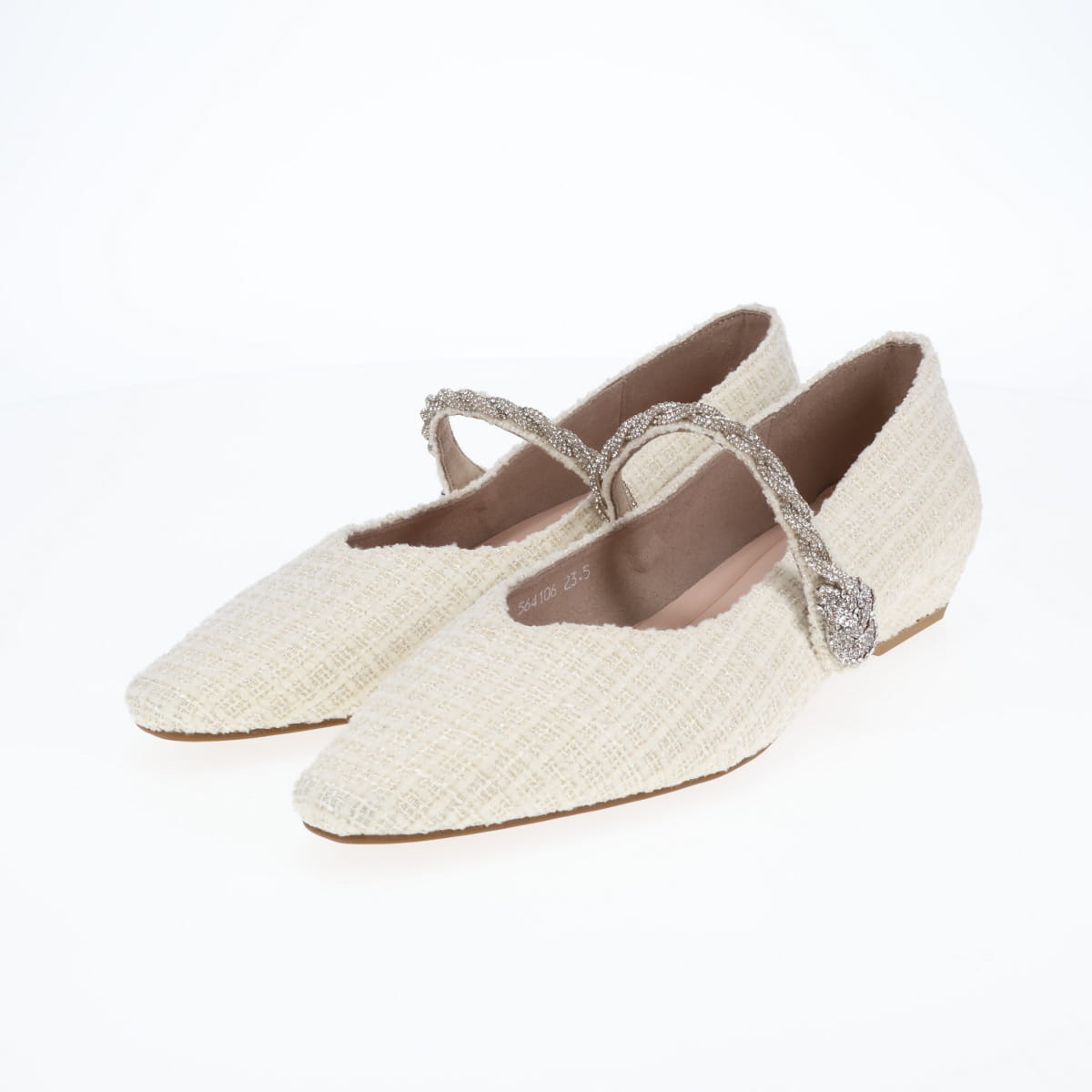 【26SS】ビジューストラップツィードパンプス/564106