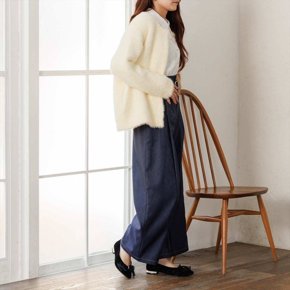 《予約／9月下旬入荷予定》【26AW】チュールリボンフラットパンプス/564308