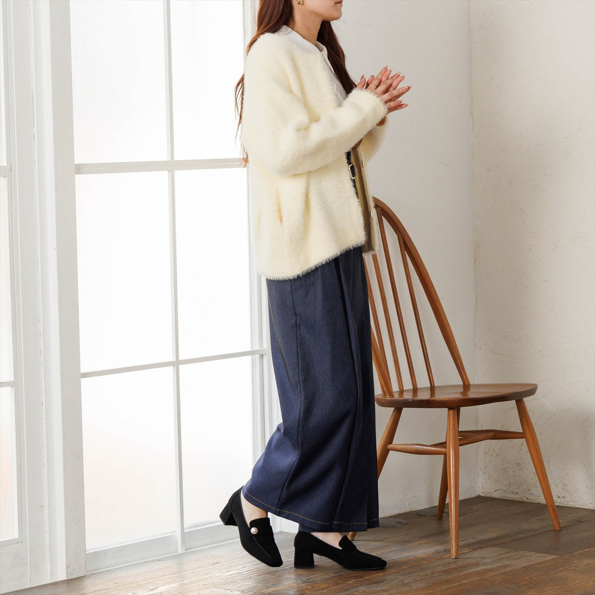 《予約／10月上旬入荷予定》【26AW】パールモチーフヒールローファー/564310