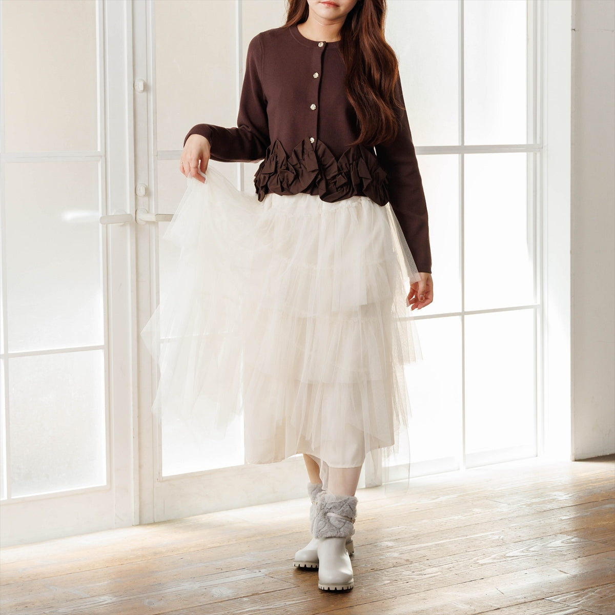 《予約／11月上旬入荷予定》【26AW】フラッフィーファー4WAYチェルシーブーツ/564402
