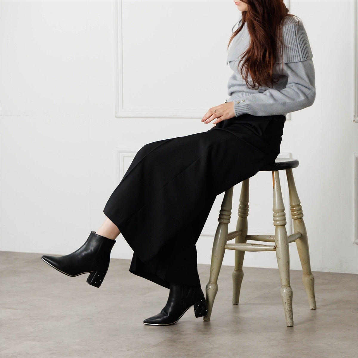 キルティング ショートブーツ ブラック 予約／10月下旬入荷予定》【26AW】キルティングデザインショートブーツ