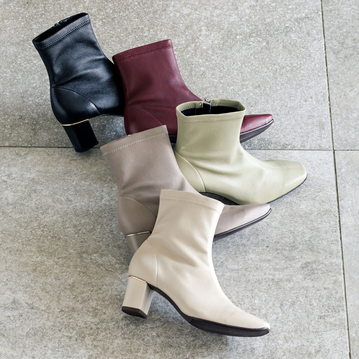 【SALE】5.5㎝ヒールシープレザーストレッチブーツ/631404